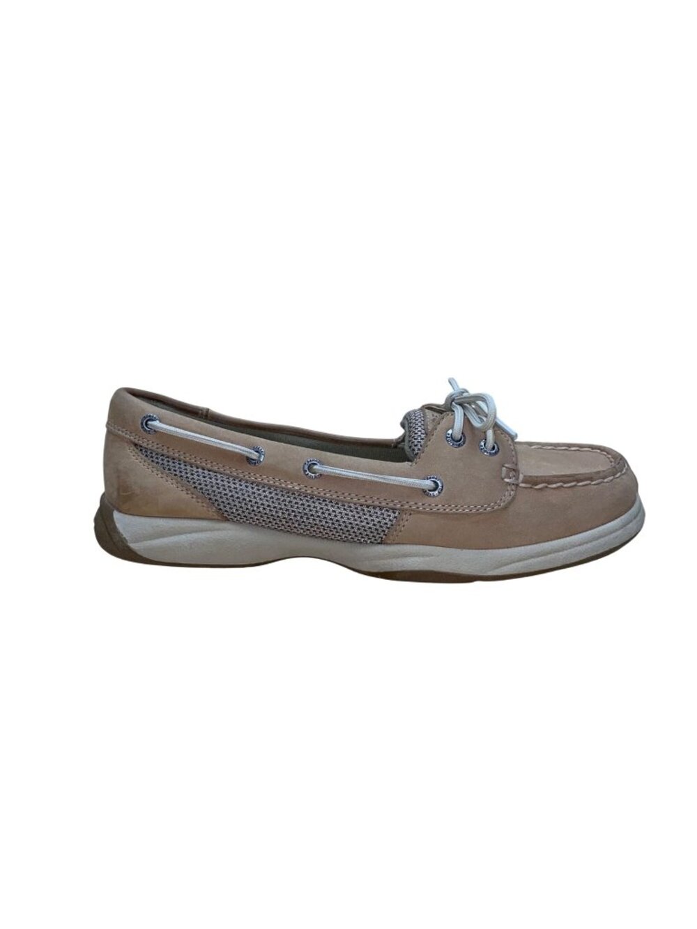 Sperry Women's Beige Leather Casual Slip-On Top Sider Boat Shoes Size 7.5M